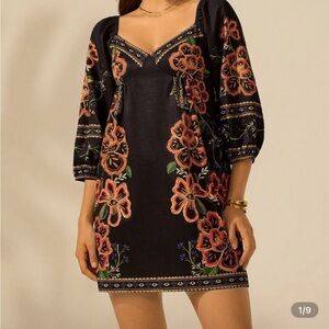SHEIN Black Floral Embroidered Dress